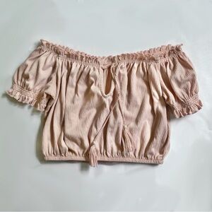 Blush Pink Off-Shoulder Peasant Top